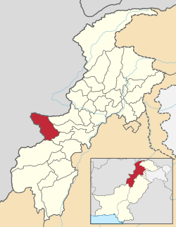 Karte von Pakistan, Position von Kurram hervorgehoben
