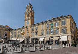 Parma'da Piazza Garibaldi meydani ve civari
