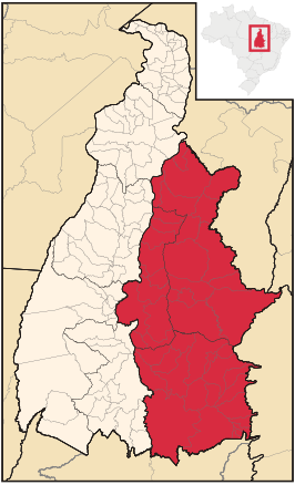 Ligging van de Braziliaanse mesoregio Oriental do Tocantins in Tocantins