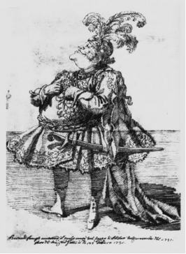 Karikatuur van Bernacchi door Pier Leone Ghezzi (1731)