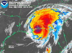 Hurricane Georges shortly after Mississippi landfall