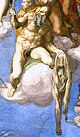 Teilansicht des Gemäldes Das Jüngste Gericht von Michelangelo, Ausschnitt mit Bartholomäus