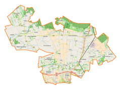 Mapa konturowa gminy Niemce, na dole znajduje się punkt z opisem „Dys”