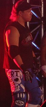 Wrestler Rey Bucanero on his way to the ring for a match.