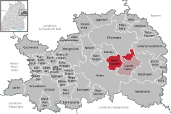 Elhelyezkedése Baden-Württemberg térképén