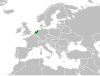 Location map for the Netherlands and Palestine.