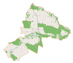 Mapa konturowa gminy Popów, blisko centrum na lewo znajduje się punkt z opisem „Florianów”