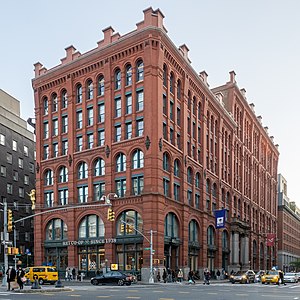 The Puck Building as seen from Houston Street in 2021