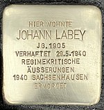 Stolperstein für Johann Labey (St.-Töniser-Str. 157)