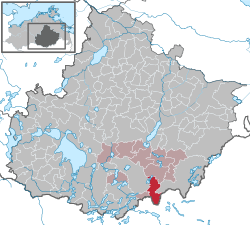 Elhelyezkedése Mecklenburg-Elő-Pomeránia térképén