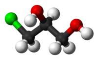 Molecuulmodel van 3-chloor-1,2-propaandiol