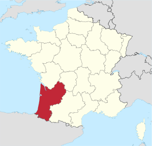 Lage der früheren Region Aquitanien in Frankreich