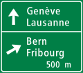 354 Vorwegweiser 500 vor Verzweigungen von Autobahnen und Autostrassen