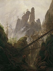 Caspar David Friedrich, Elbsandsteingebirge'deki Kayalık Manzara, 1822/1823