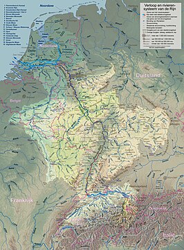 Het stroomgebied van de Rijn en Maas (klik op de kaart voor een vergroting)