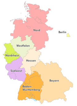 Geografische Einteilung der Oberligen zur Saison 1987/88