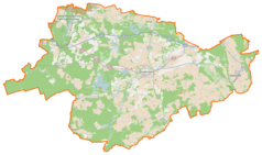 Mapa konturowa powiatu świebodzińskiego, po lewej znajduje się punkt z opisem „Jesionki”