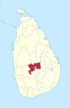 Area map of Kandy District, at the centre of the country with its south western boundary extending to the south, in the Central Province of Sri Lanka