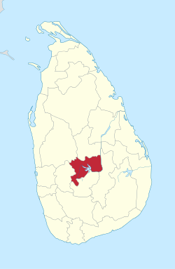 Map of Sri Lanka with Kandy District highlighted