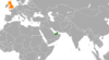 Location map for the United Arab Emirates and the United Kingdom.