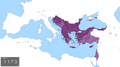 Byzantine Empire under the Komnenos dynasty, 1173 AD.