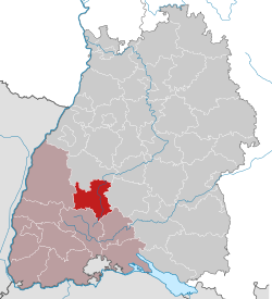 Elhelyezkedése Baden-Württemberg térképén