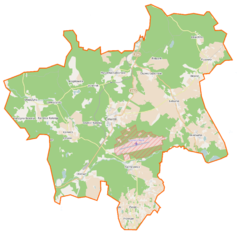 Mapa konturowa gminy Cewice, w centrum znajduje się punkt z opisem „Cewice”