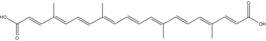 Structuurformule van norbixine, de in water oplosbare component van anatto (hier in de trans-vorm)