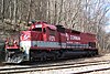 An SD40T-2 locomotive owned by R.J. Corman Railroad Group in 2008