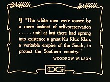 "The white men were roused by a mere instinct of self-preservation ... until at last there had sprung into existence a great Ku Klux Klan, a veritable empire of the South, to protect the Southern country."