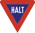 Deutsche Haltschild-Version, hergestellt von 1938 bis 1953 (BRD) und 1956 (DDR)