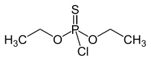 Structuurformule van di-ethylthiofosforylchloride