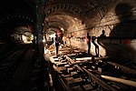 Construction of the tunnels and tracks connecting Times Square to the line extension in March 2012