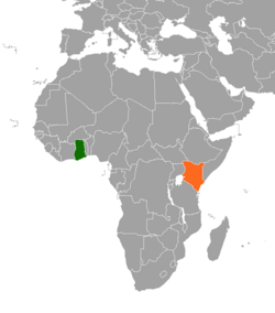 Map indicating locations of Ghana and Kenya