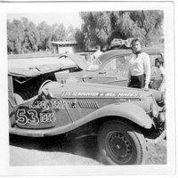 Les Slaughter and Bill Mayes car at the trial in July 1956