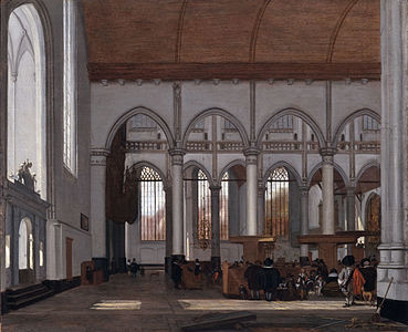Εσωτερικό της "Oude Kerk" του Άμστερνταμ, λάδι σε πάνελ