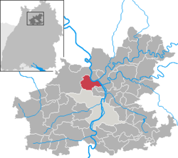 Elhelyezkedése Baden-Württemberg térképén