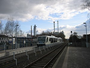 Ein Zug der Rurtalbahn im Bahnhof Jülich