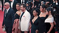 Gomez and her co-stars for the Emilia Pérez red carpet premiere at Cannes 2024