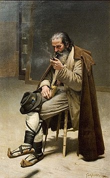 Smoking tobacco, 1894. Painting by F. Galofré.