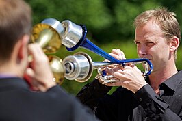 Marco Blaauw met een double bell trompet