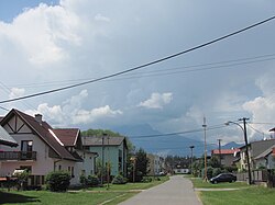 Mlynčeky Village with the Tatras in the background.