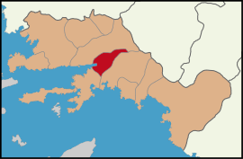 Map showing Ula District in Muğla Province