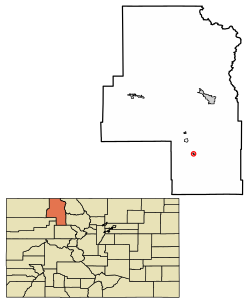 Location of Yampa in Routt County, Colorado.