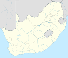 Mapa konturowa Południowej Afryki, po prawej nieco na dole znajduje się punkt z opisem „University of KwaZulu-Natal”