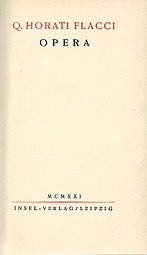 Horaz: Opera (1921), Halbledereinband und Titelblatt