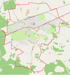 Mapa konturowa Czerska, blisko centrum u góry znajduje się punkt z opisem „Parafia św. Marii Magdaleny”