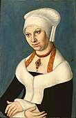 Portrait of Barbara Duchess of Saxony, by Lucas Cranach (I), 1537. Now in Gemäldegalerie Berlin.