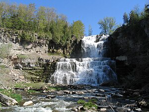 A waterfall at Chittenango Falls State Park.