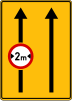 F-22 "lane restrictions" (usually temporary sign; here is an example with let lane reduced in width)